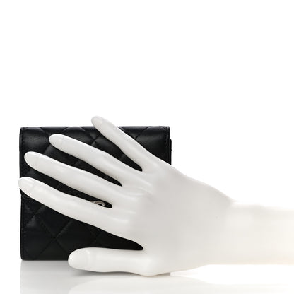 Chanel Lambskin Quilted Compact Flap Wallet Black 2 of 13