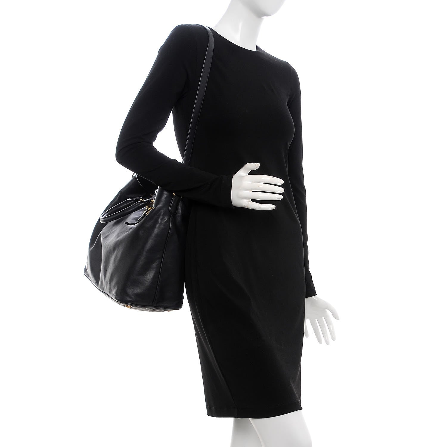 Prada Soft Calf Shopping Tote Black 2 of 15