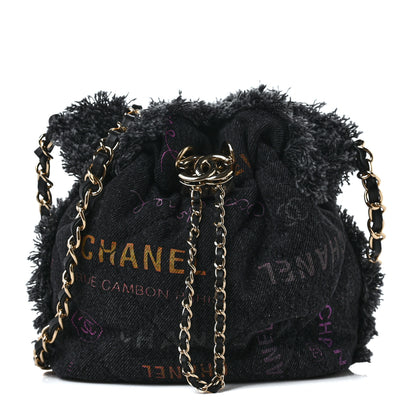 Chanel Denim Quilted Mood Bucket With Chain Black Multicolor 1 of 9