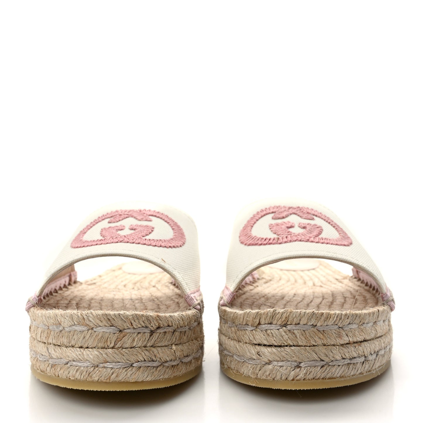 Canvas Interlocking G Espadrille Slide Sandals 38 Mystic White Shell
