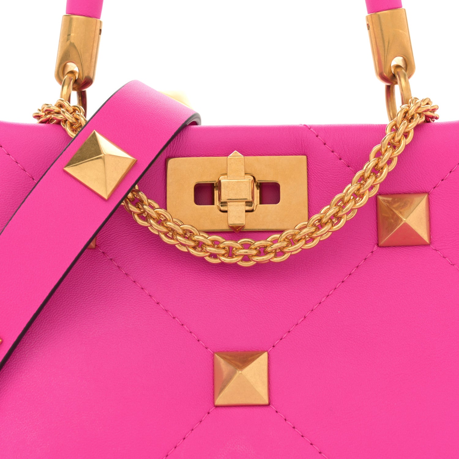 Valentino Garavani Nappa Small Roman Stud The Handle Bag Pink PP 7 of 9