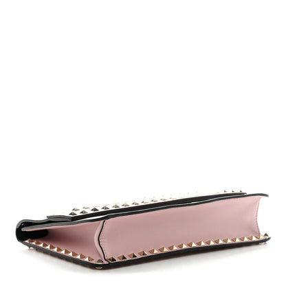 Valentino Garavani Pebble Calfskin Rockstud Side Slip Wristlet Clutch Water Rose 3 of 9