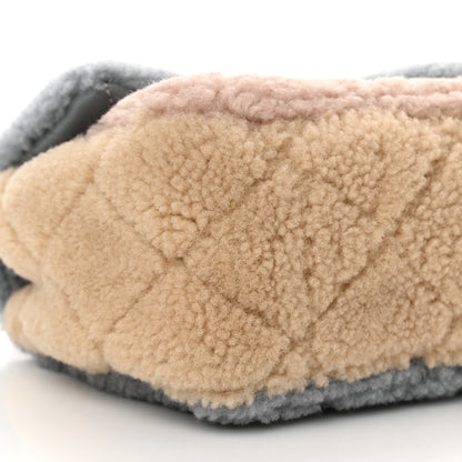 Chanel Shearling Sheepskin Single Flap Gray Pink Beige 9 of 10