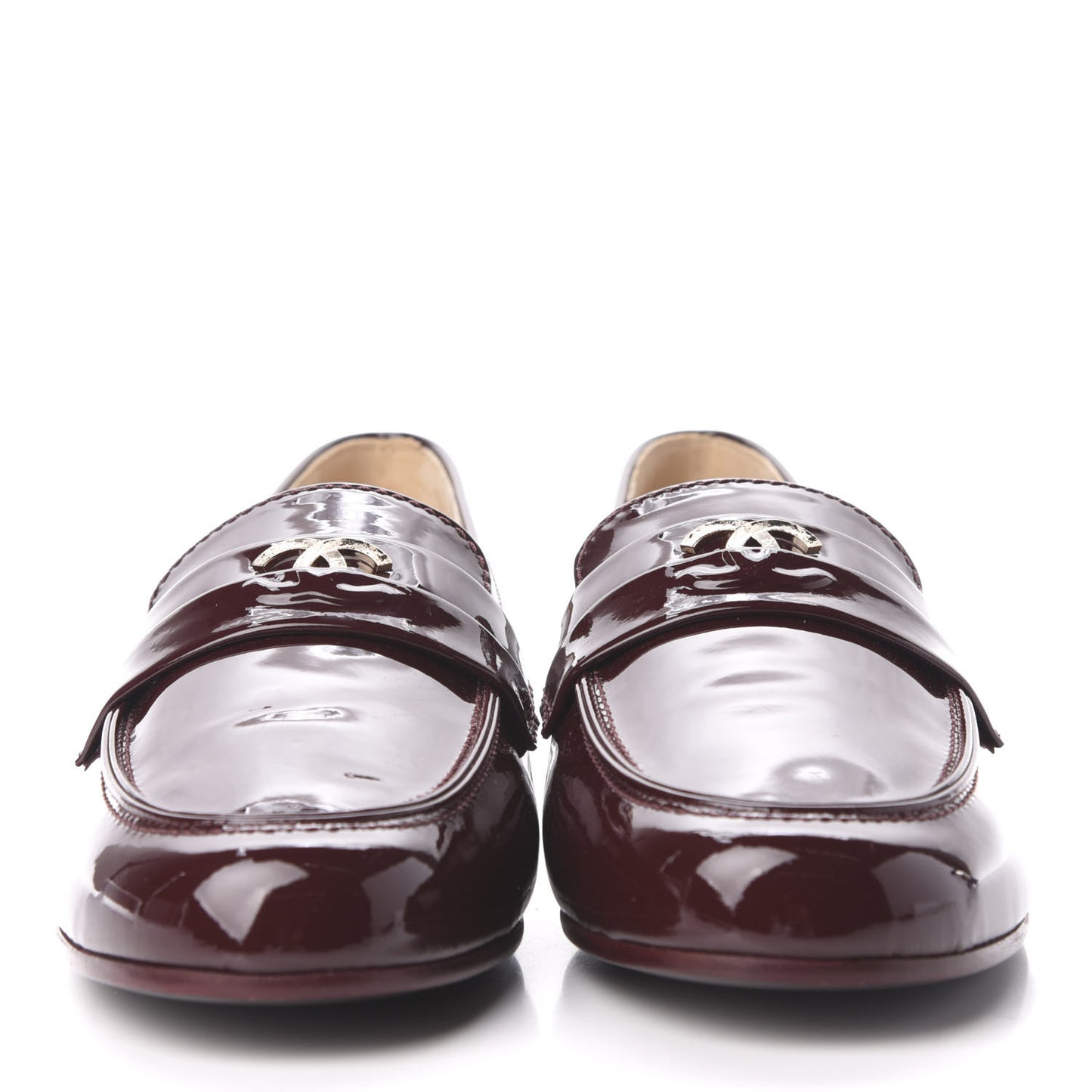 Patent Calfskin CC Loafers 41 Burgundy