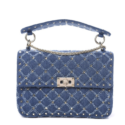 Valentino Garavani Denim Medium Rockstud Spike Shoulder Bag Denim 1 of 9