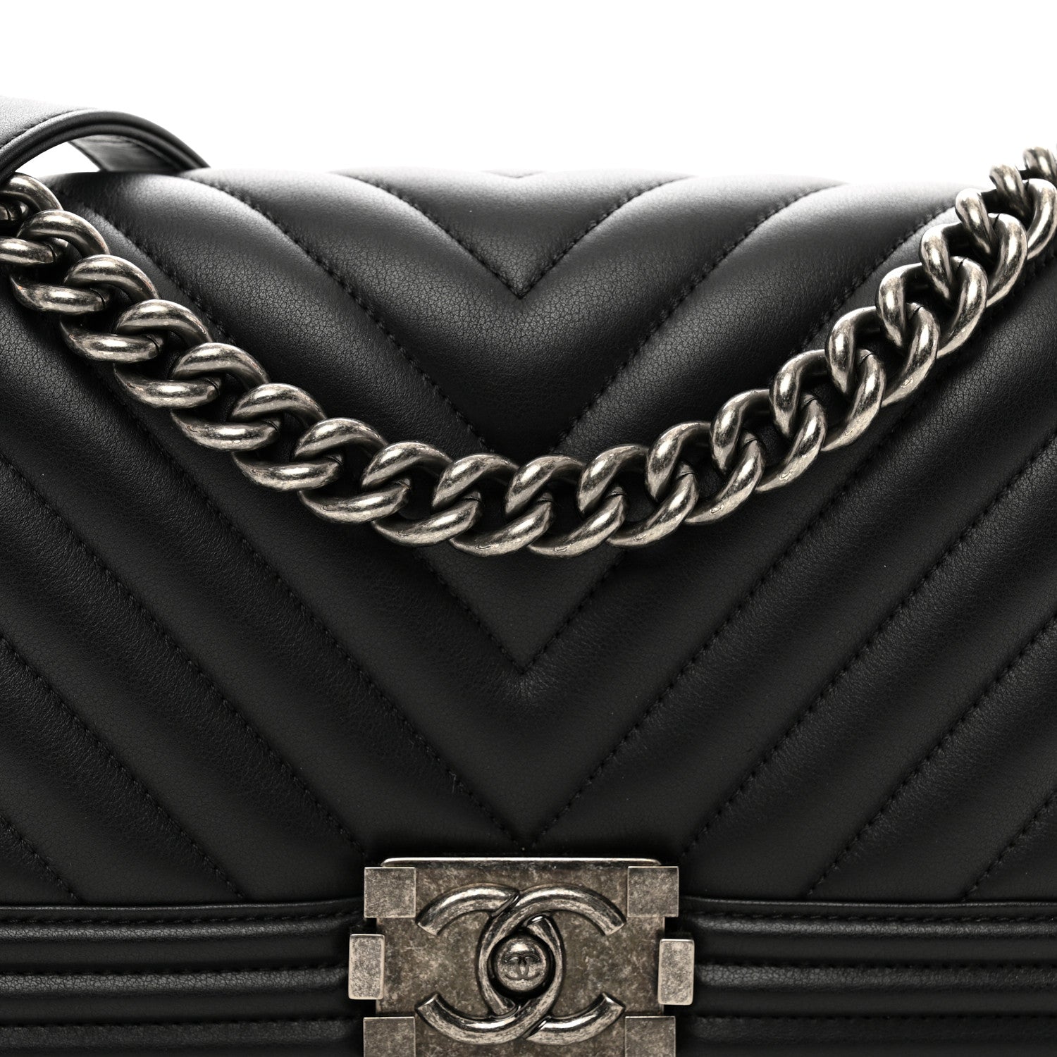 Chanel Calfskin Chevron Quilted Medium Boy Flap Black 5 of 11