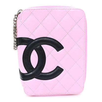 Chanel Calfskin Quilted Cambon Zip Around Makeup Pouch Pink Black 1 of 8