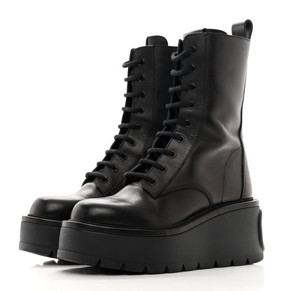 Valentino Garavani Calfskin VLOGO Uniqueform 55/85mm Flatform Lace Up Boots 37 Black 3 of 8
