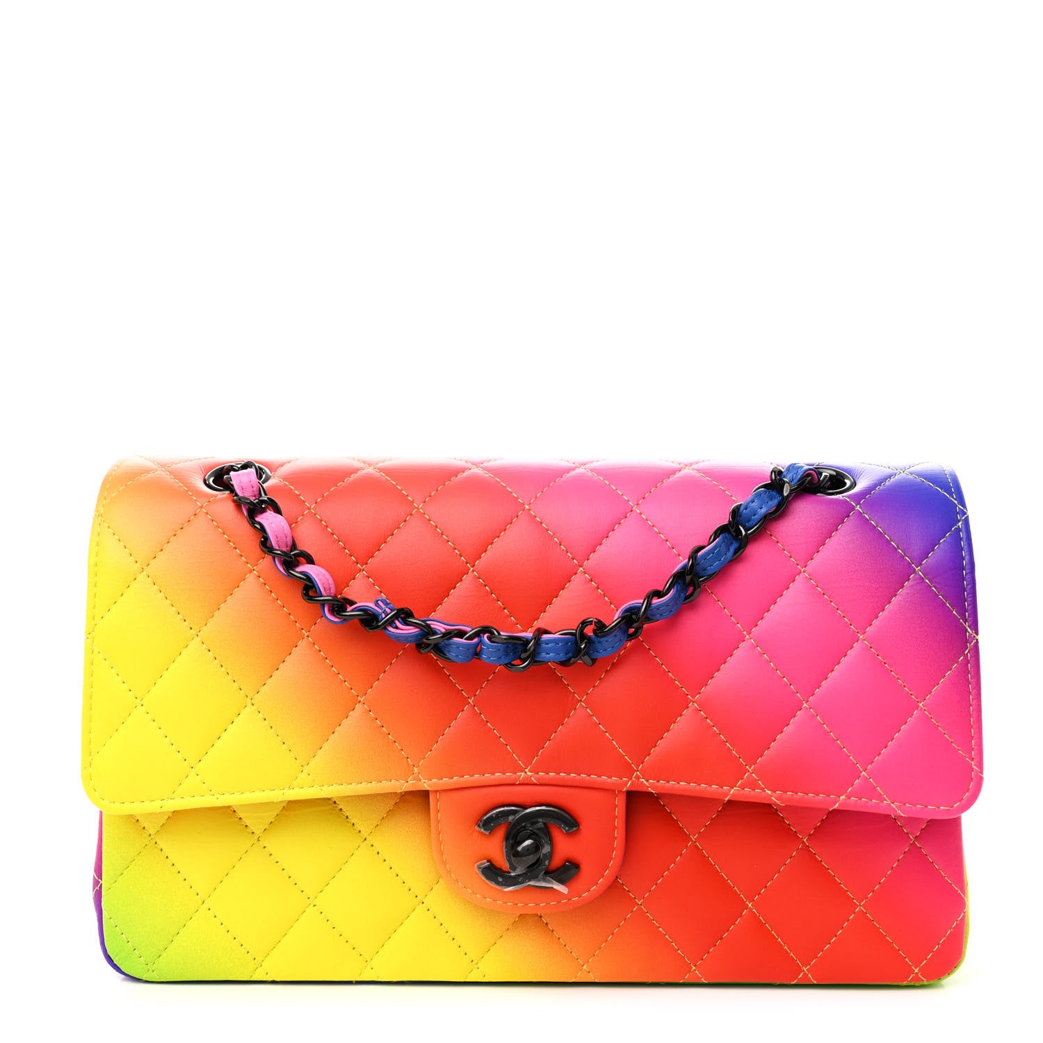 Chanel Calfskin Quilted Medium Rainbow Double Flap Multicolor 1 of 11