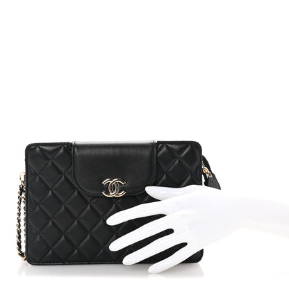 Chanel Lambskin Quilted CC Pouch Wristlet Black 2 of 7