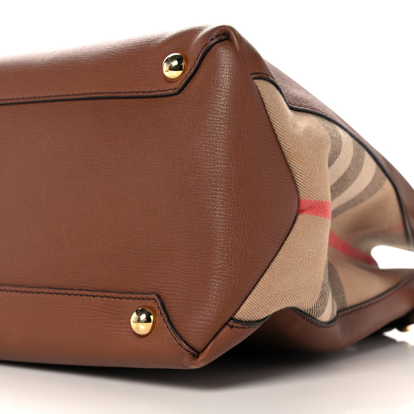 Grainy Calfskin House Check Medium Banner Tote Tan