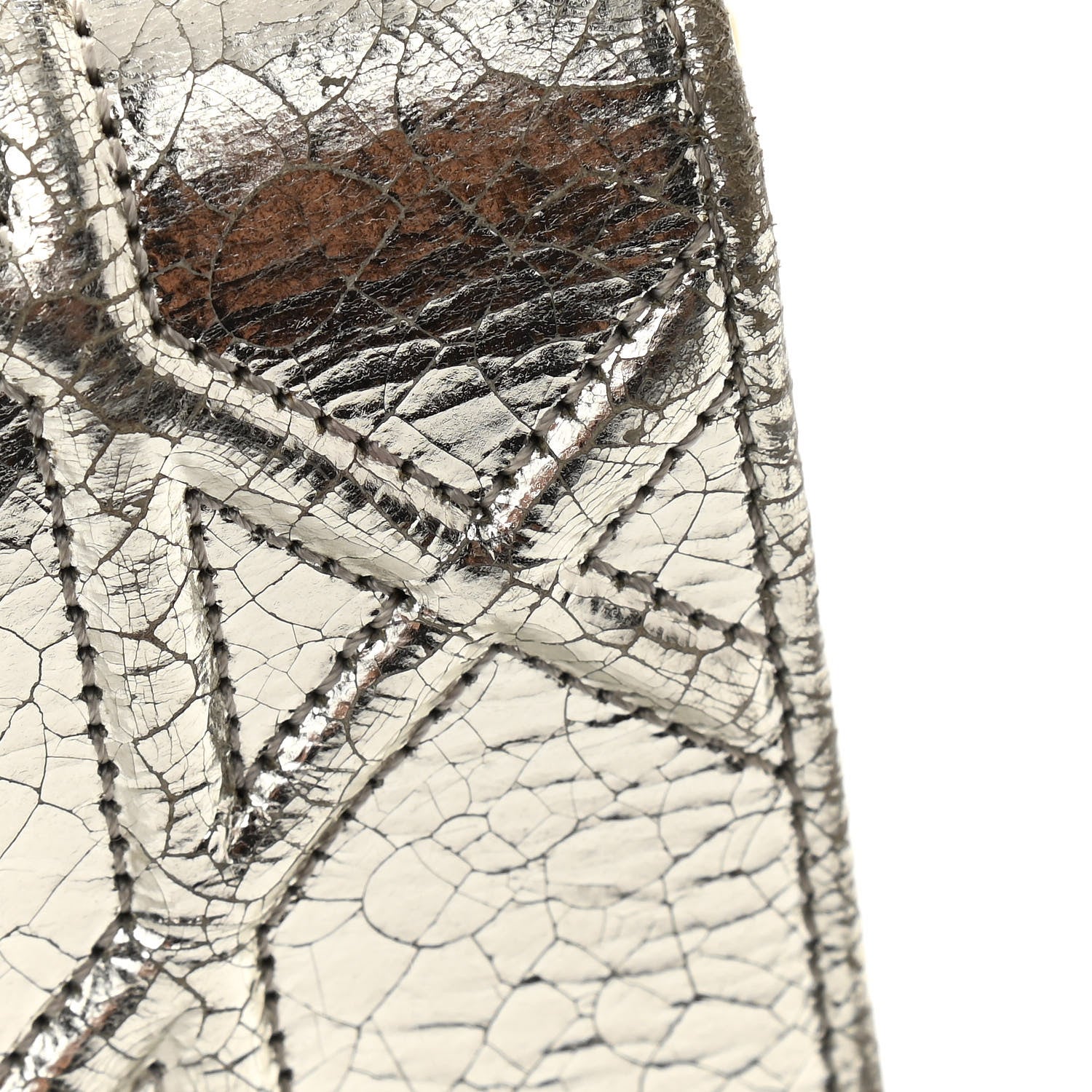 Christian Dior Metallic Ceramic Effect Deerskin Medium Diorama Flap Bag Silver 13 of 14