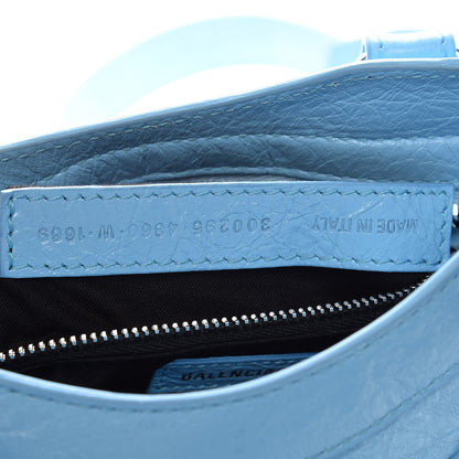 Balenciaga Agneau Classic Silver Hardware Mini City Logo Strap Baby Blue Black 7 of 9