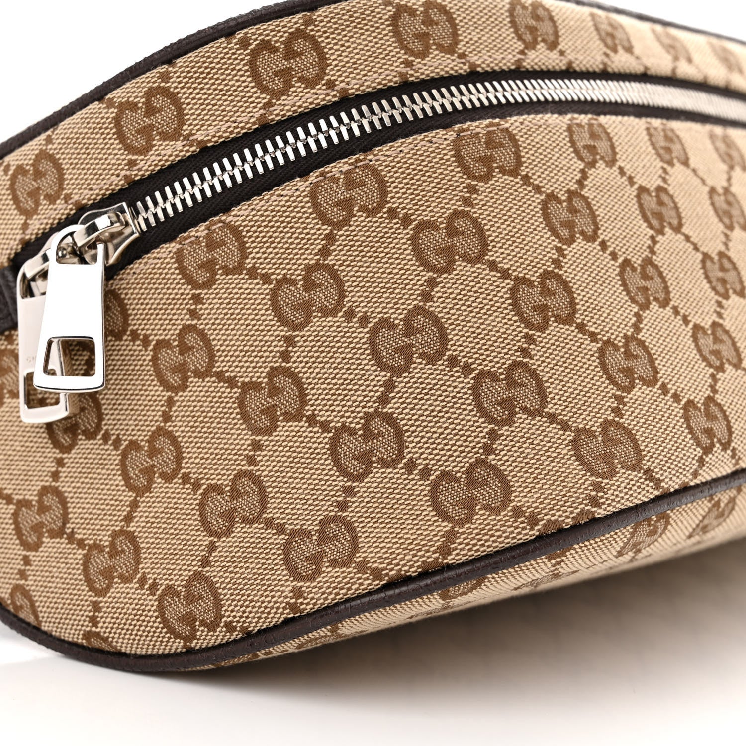 Gucci Monogram Dollar Calfskin Waist Pouch Beige Ebony Testa di Moro Marrone Scuro 9 of 10