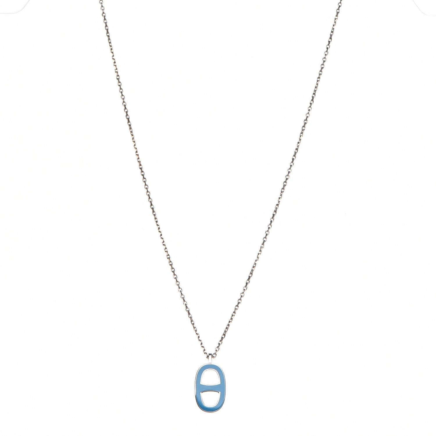 Hermes Lacquered Iliade Pendant Necklace Bleu Paradis 3 of 7
