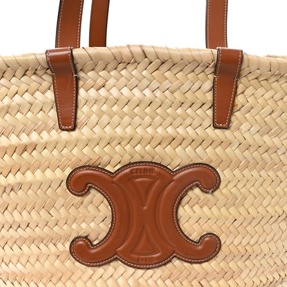 Celine Raffia Calfskin Triomphe Medium Panier Tan 7 of 11