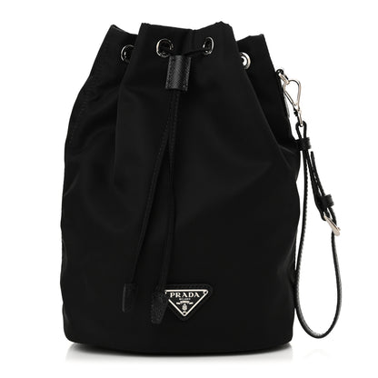 Prada Saffiano Tessuto Nylon Vela Bucket Wristlet Black 1 of 10