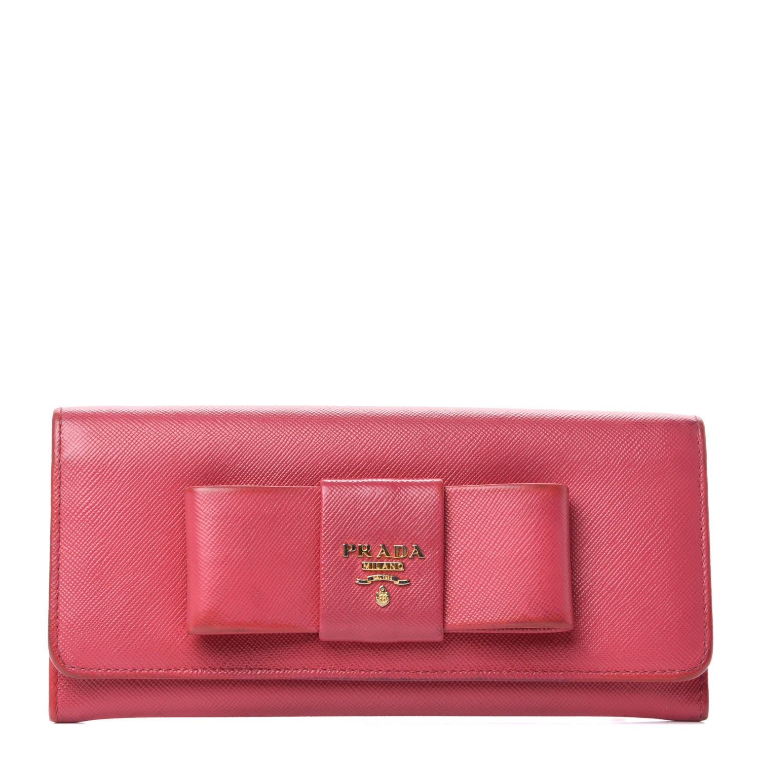 Prada Saffiano Bow Continental Wallet Peonia 1 of 6