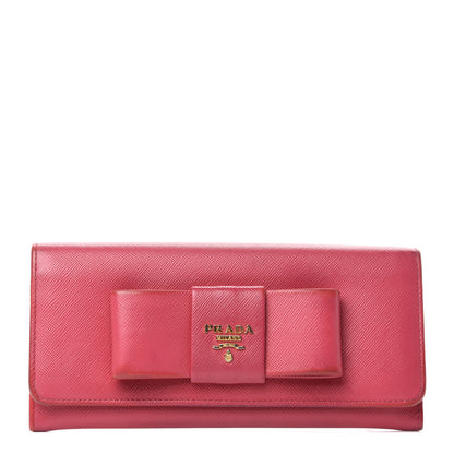Prada Saffiano Bow Continental Wallet Peonia 1 of 6