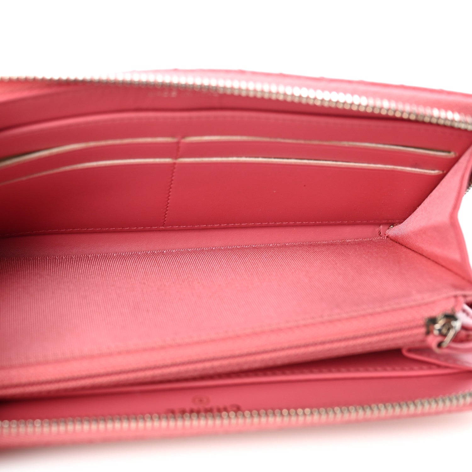Chanel Caviar Chevron Large Gusset Zip Around Wallet Pink 5 of 11