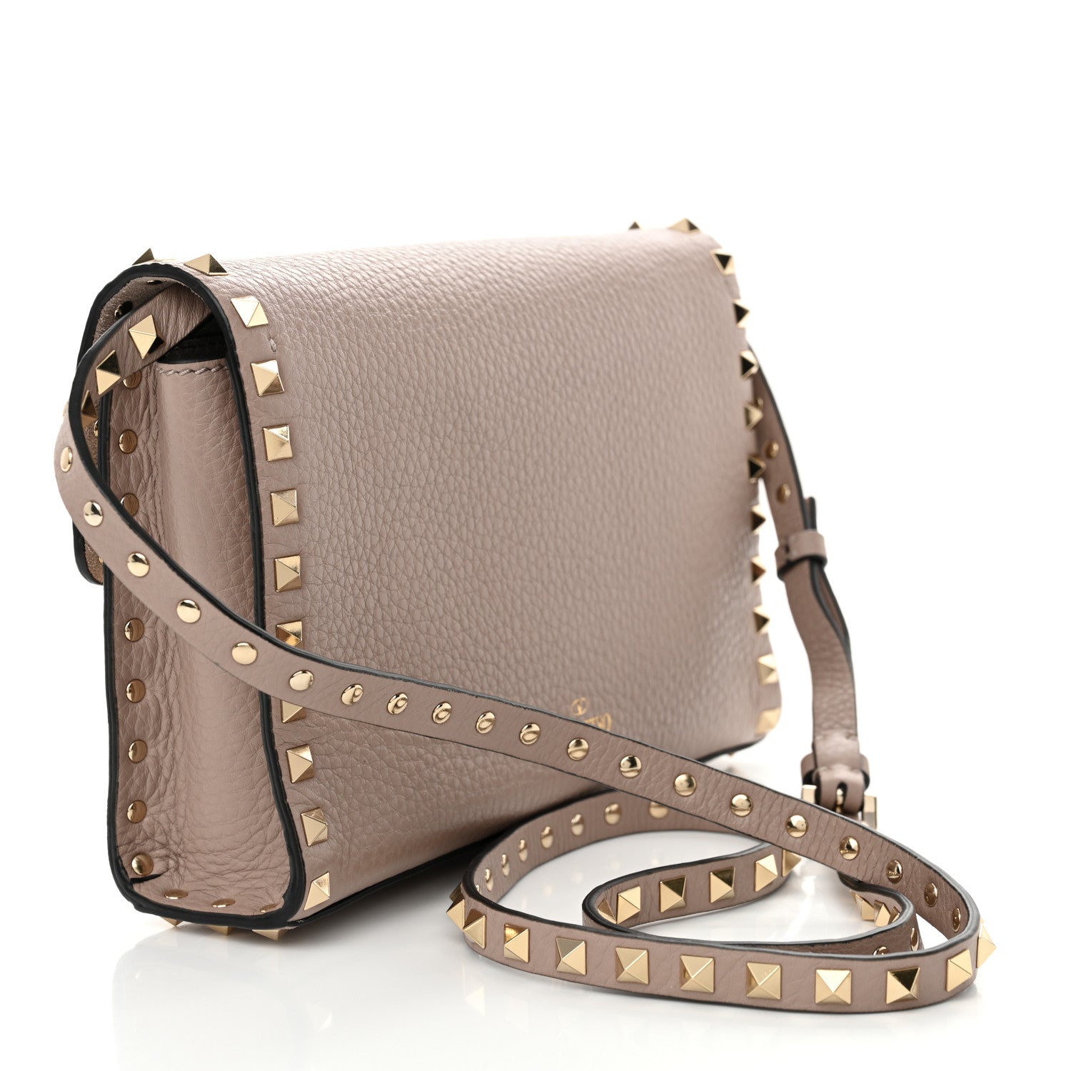 Valentino Garavani Pebbled Calfskin Medium Rockstud Flip Lock Crossbody Bag Poudre 3 of 11