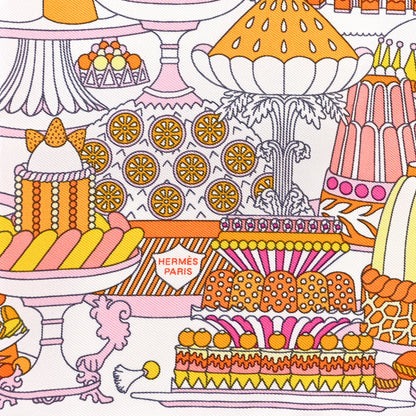 Hermes Silk La Patisserie Francaise Scarf 45 White Orange Jaune 2 of 4