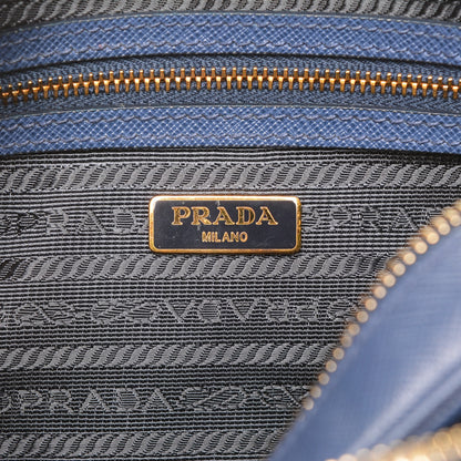 Prada Saffiano Lux Double Zip Crossbody Bag Bleuette 7 of 14