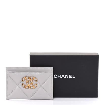 Chanel Lambskin Quilted Chanel 19 Card Holder Grey 9 of 9