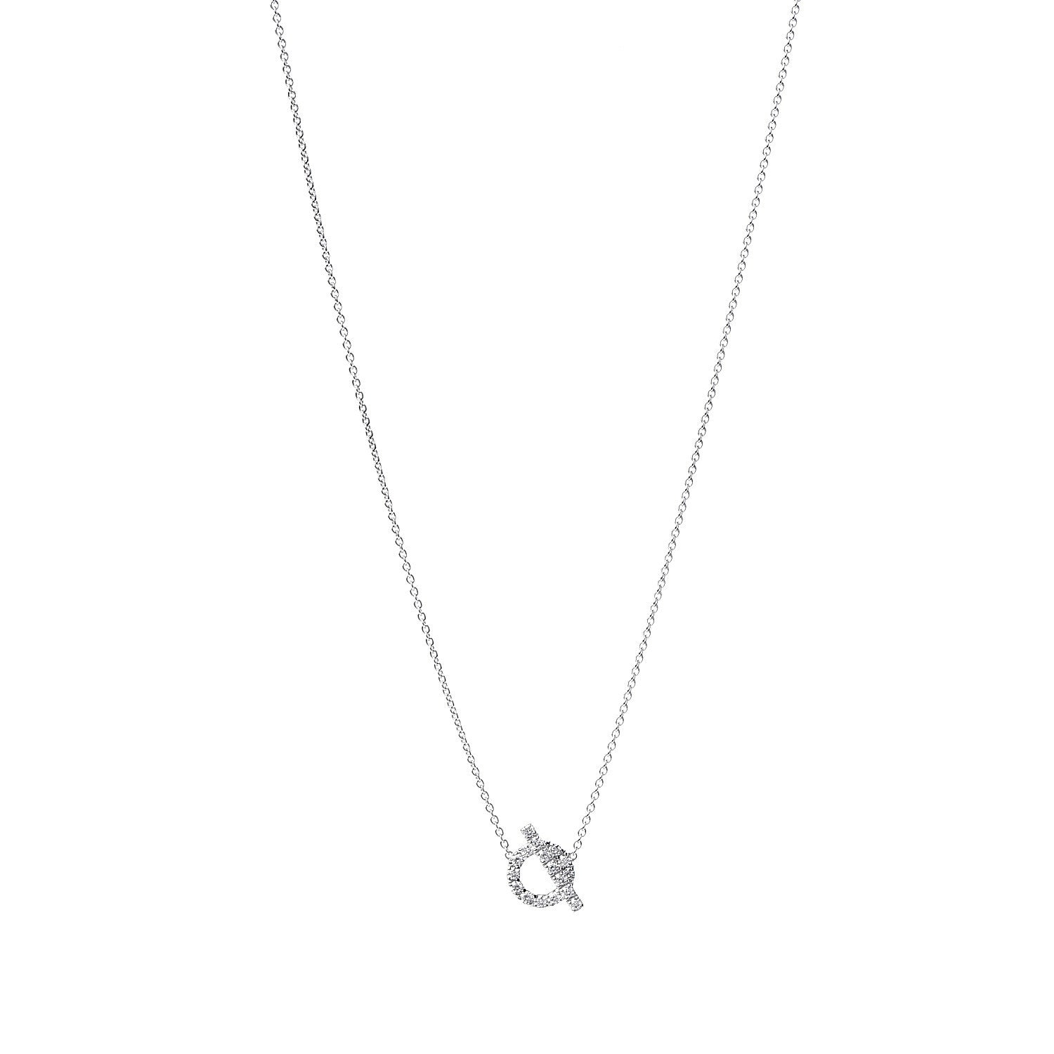 Hermes 18K White Gold Diamond Finesse Pendant Necklace 1 of 8