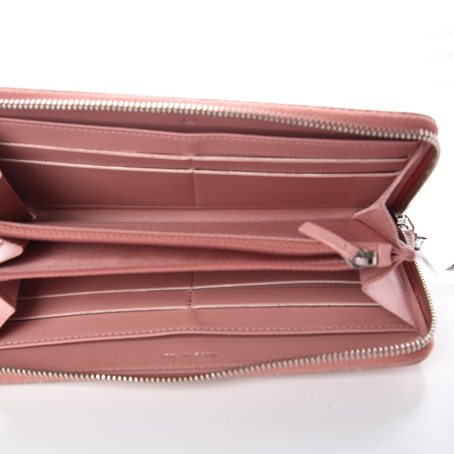 Ombre Patent Calfskin Quilted Large Gusset Zip Around Wallet Pink White