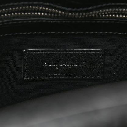 Saint Laurent Shiny Calfskin Crocodile Embossed Small Manhattan Shopper Tote Black 6 of 10