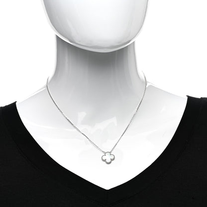 Van Cleef & Arpels 18K White Gold Mother of Pearl Vintage Alhambra Pendant Necklace 2 of 6