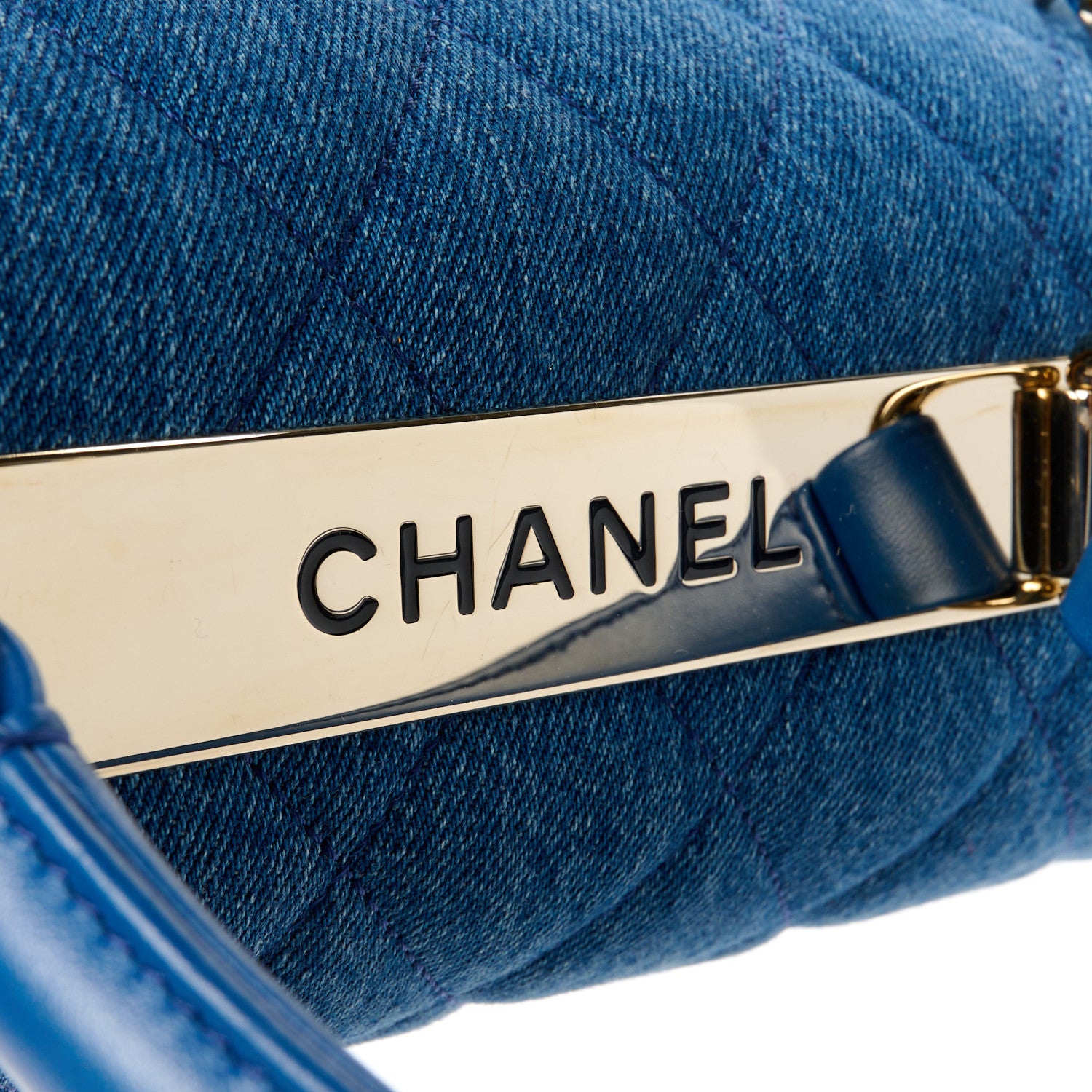 Chanel Denim Quilted Large Trendy CC Flap Dual Handle Bag Blue 9 of 12