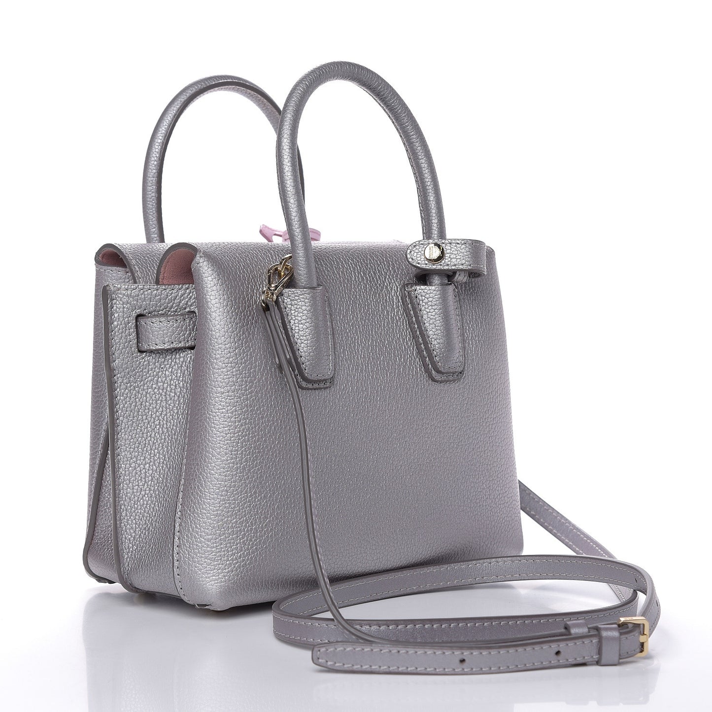 Metallic Grained Calfskin Mini Milla Tote Spike Silver