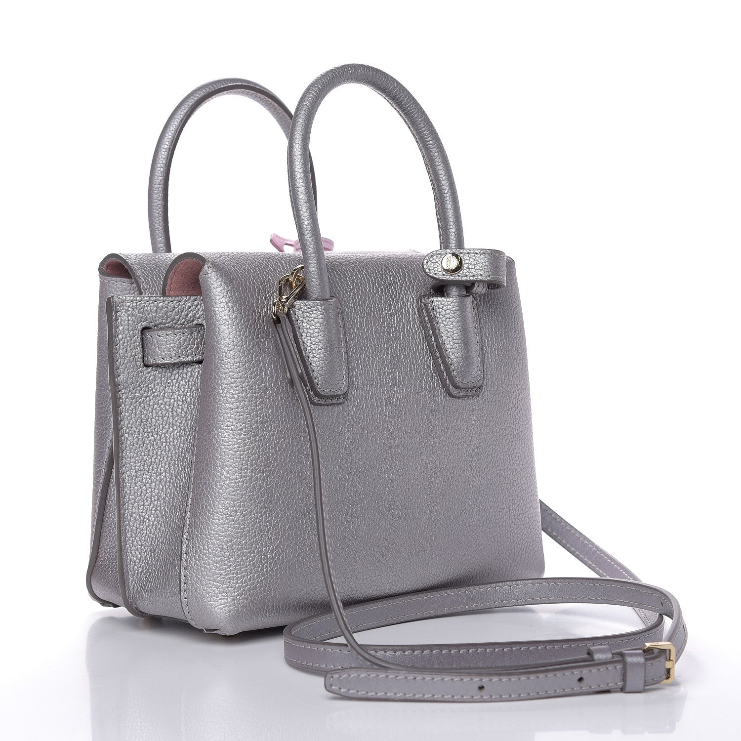 MCM Metallic Grained Calfskin Mini Milla Tote Spike Silver 3 of 13