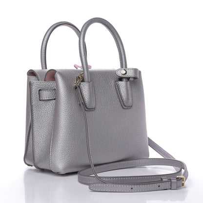 MCM Metallic Grained Calfskin Mini Milla Tote Spike Silver 3 of 13