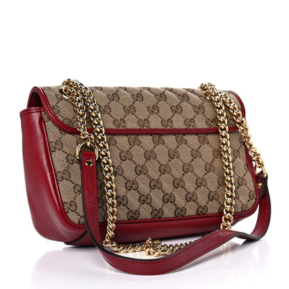 Gucci Monogram Azalea Calfskin Matelasse Diagonal Small GG Marmont Shoulder Bag Beige Ebony New Cherry Red 4 of 29