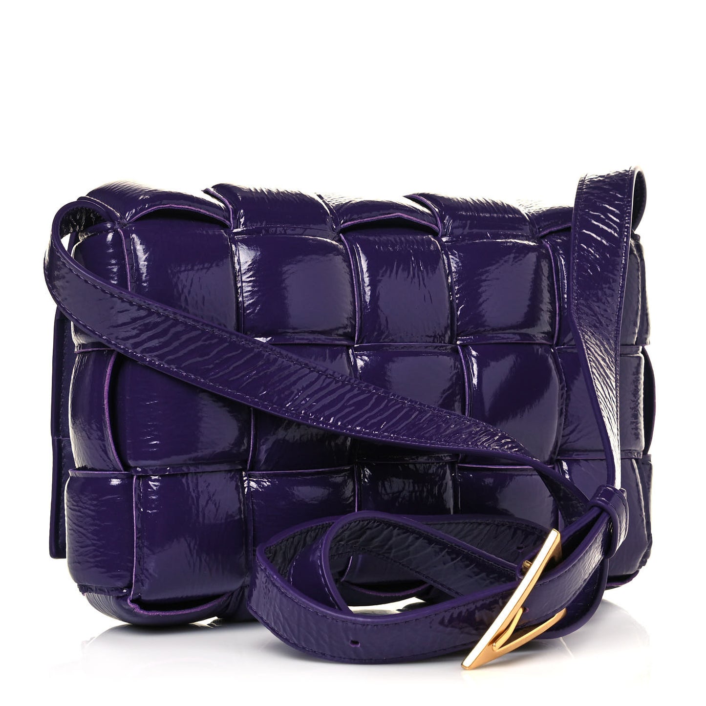 Textured Deerskin Maxi Intrecciato Padded Cassette Crossbody Bag Raisin