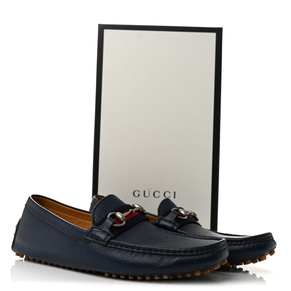Gucci Road Calfskin Web Mens Horsebit Driver Loafers 9 Maritime 11 of 11