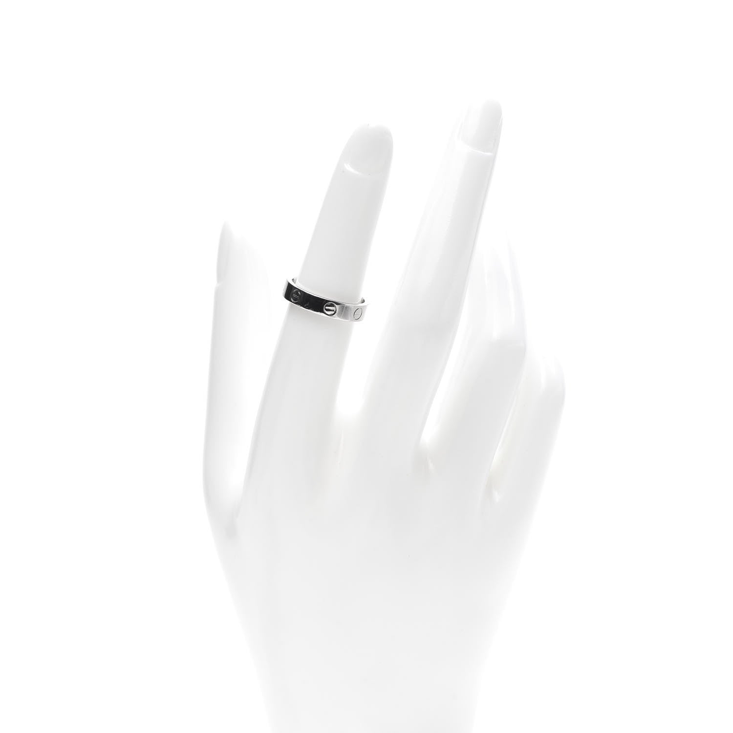 Cartier 18K White Gold Diamond 4mm LOVE Wedding Band Ring 51 5.75 2 of 4