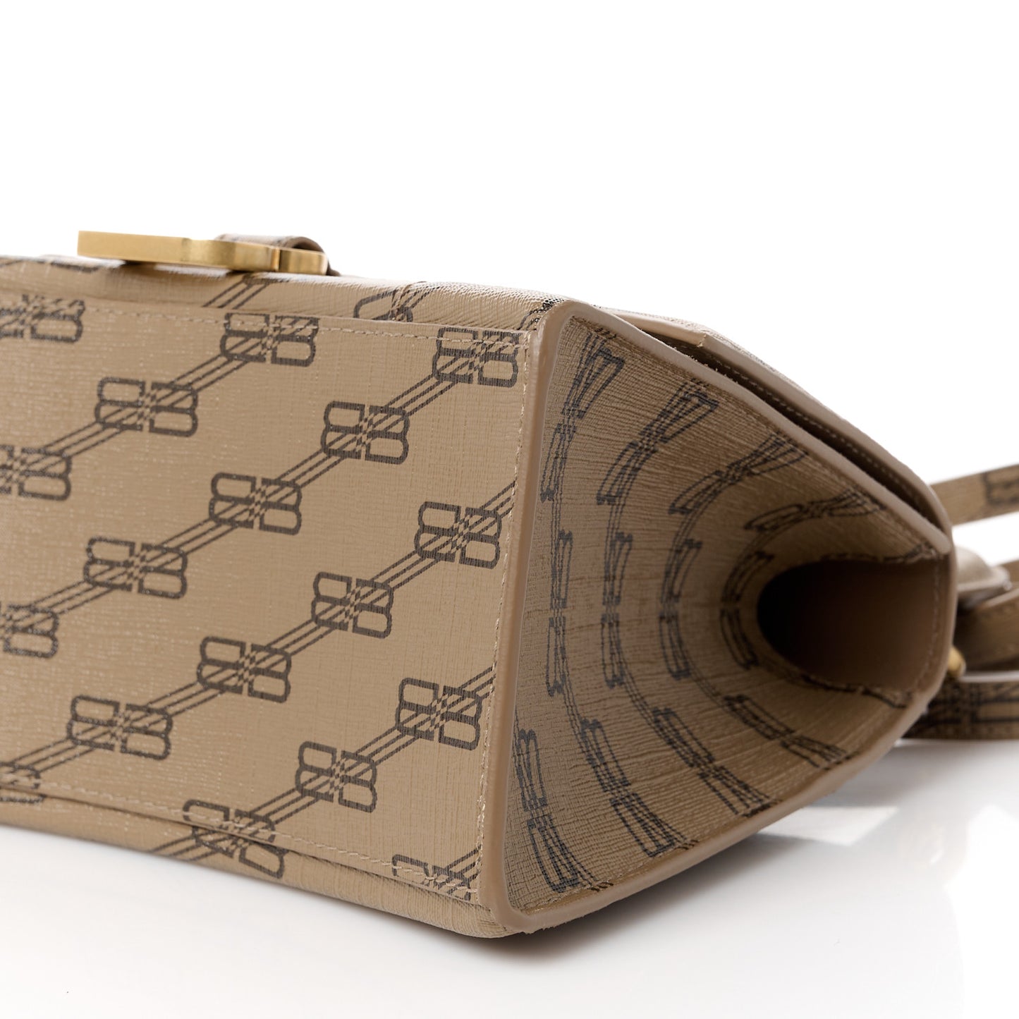 Coated Canvas BB Monogram Small Hourglass Top Handle Bag Beige Brown