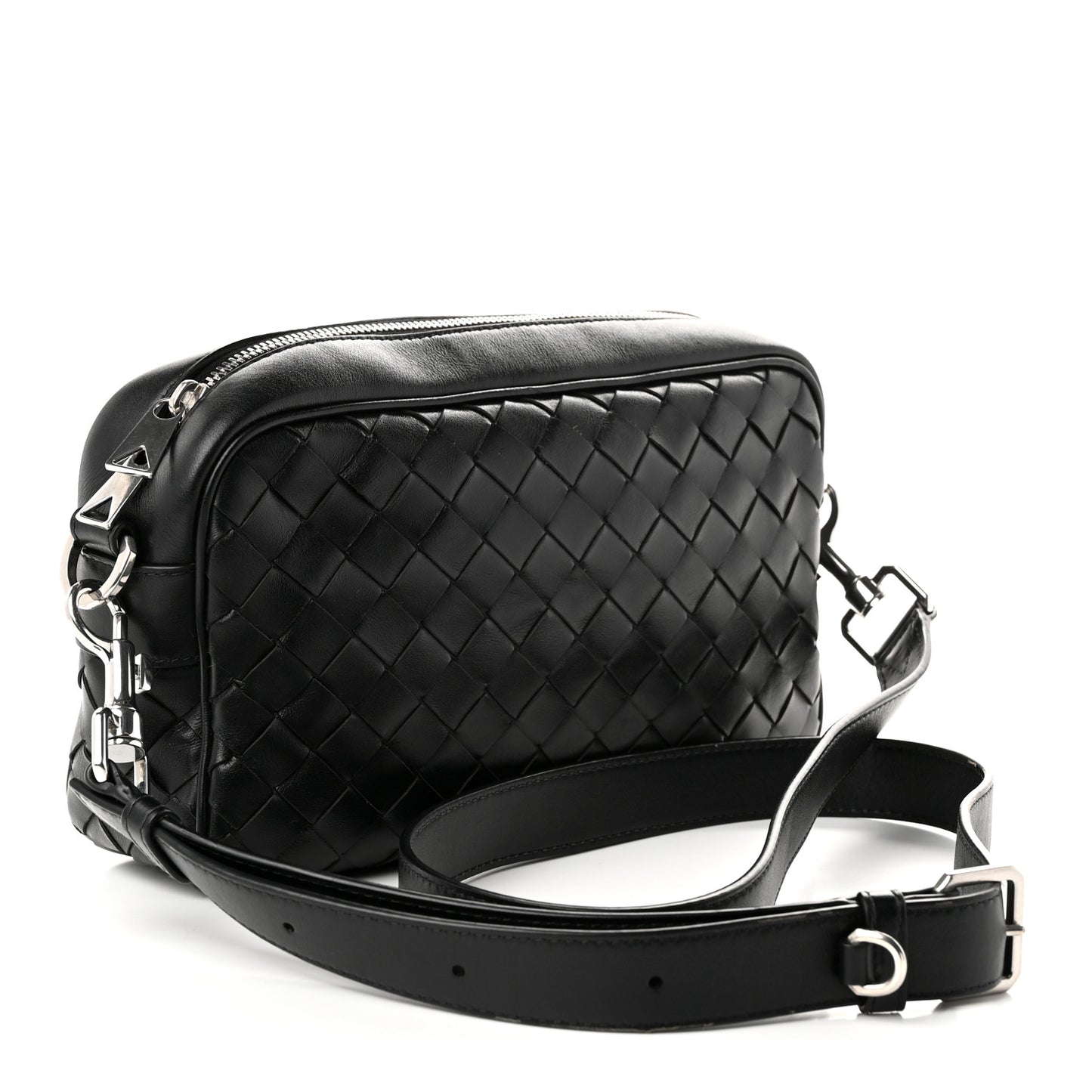 Calfskin Intrecciato Small Camera Bag Black