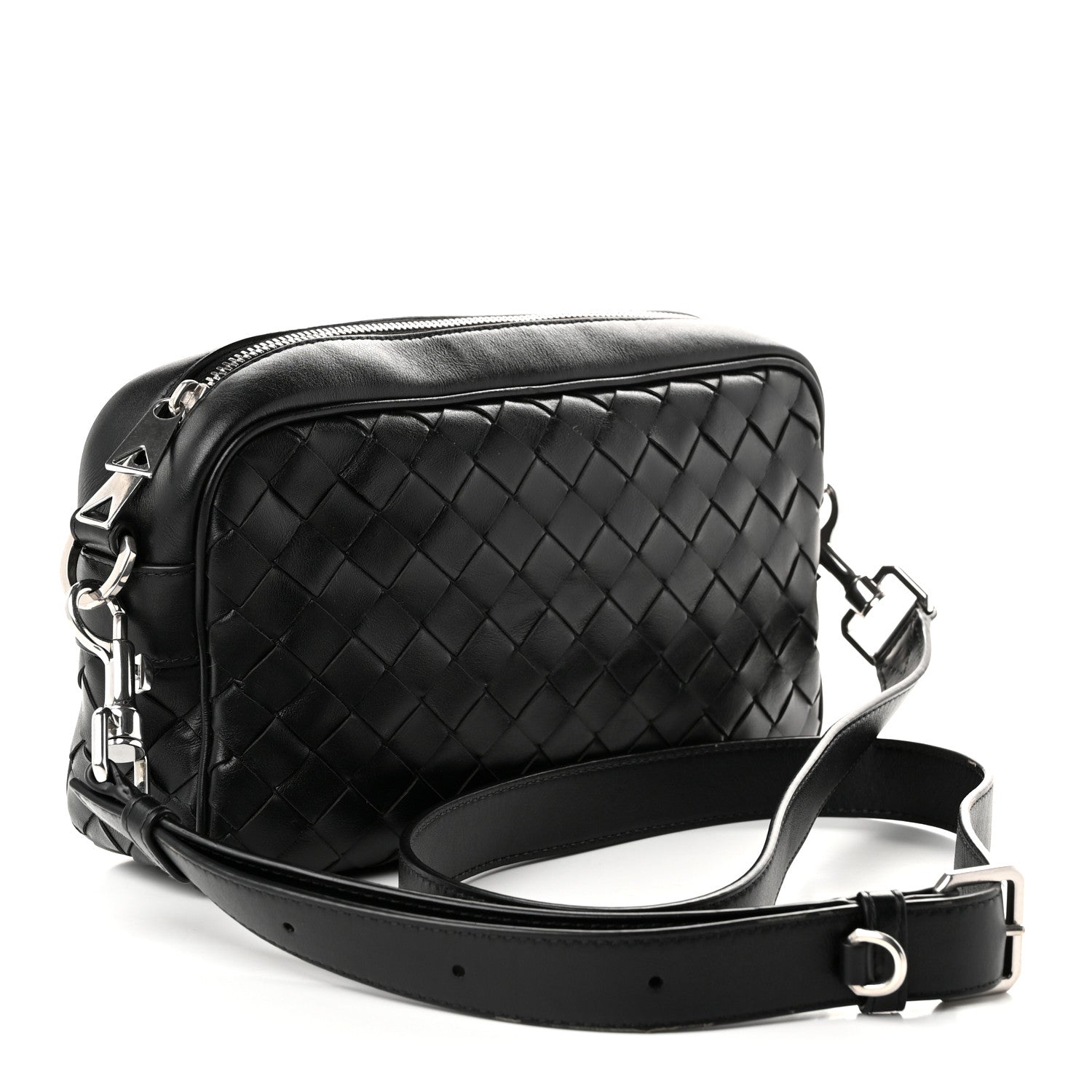Bottega Veneta Calfskin Intrecciato Small Camera Bag Black 3 of 11