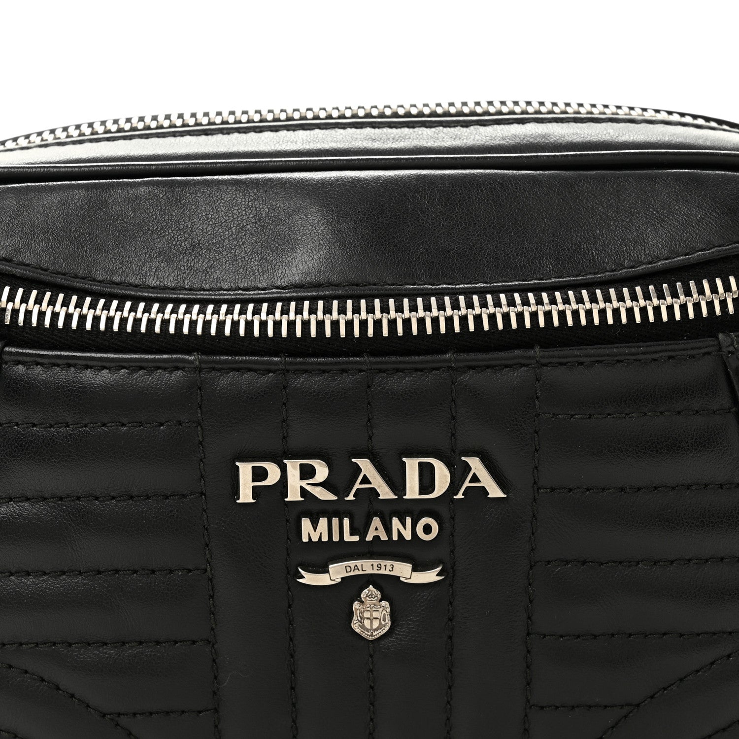 Prada Soft Calfskin Impunture Diagramme Belt Bag Black 7 of 9