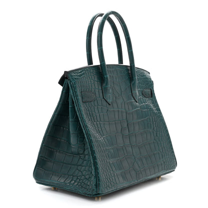 Hermes Matte Alligator Birkin 30 Vert Cypress 3 of 12