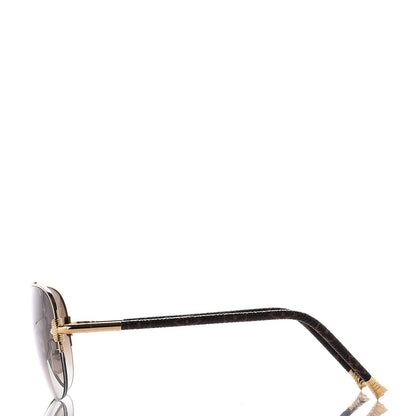 Louis Vuitton Monogram Petite Viola Pilote Aviator Sunglasses Z0571U Brown 3 of 7