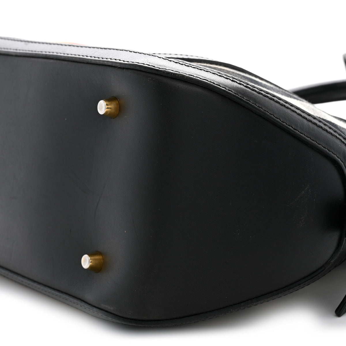 Bridle Calfskin House Check Small Orchard Bowling Bag Black