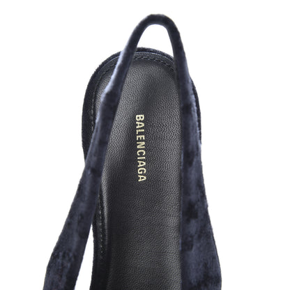 Balenciaga Velvet Crystal BB Knife Pointy Toe Slingback Flats 38.5 Black 7 of 11