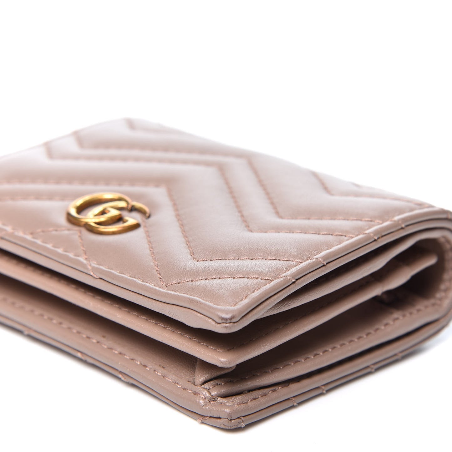 Calfskin Matelasse GG Marmont Card Case Wallet Porcelain Rose