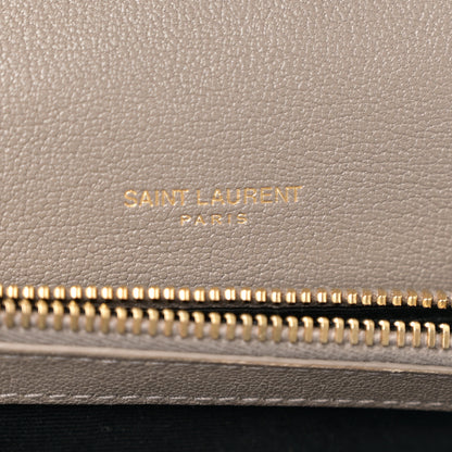 Saint Laurent Sheepskin Matelasse Chevron Monogram Medium College Bag Greyish Brown 6 of 14